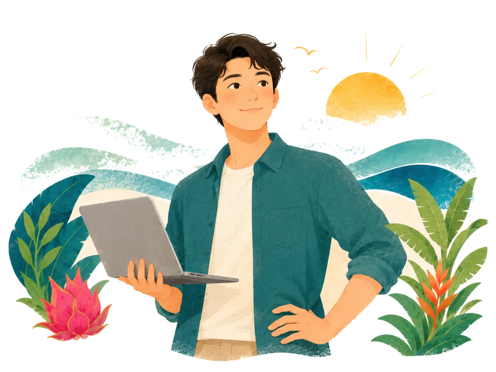 持筆電的青年