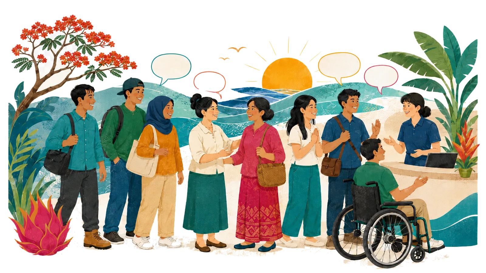 不同國籍的新住民與移工和在地居民相互交流